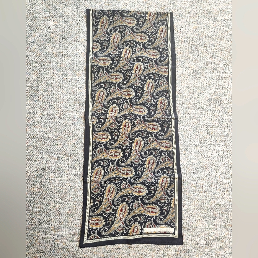 Anne Klein Black Paisley Oblong Silk Scarf